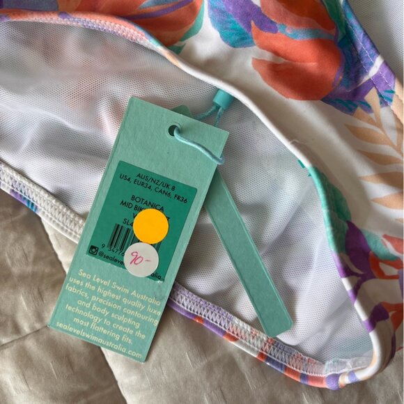 NWT Sea Level Botanica Cross Front Top + Mid Rise Bottom Swim Set 4-6 White - Picture 15 of 15